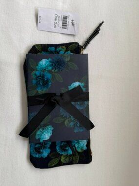 NWT J Jill Zippered Bag and Journal - Navy Blue with Flowers